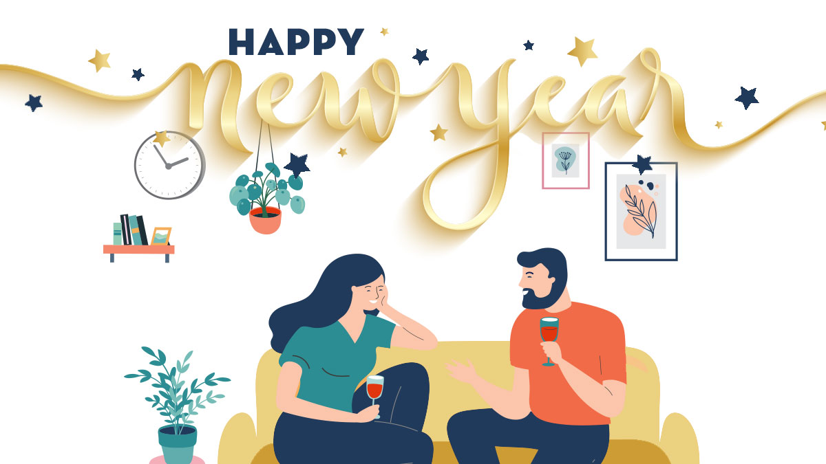 New Years Resolutions for Couples Banner with couple sitting on couch