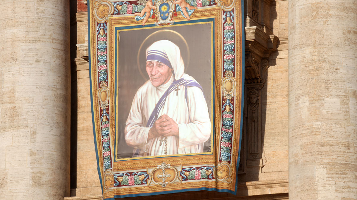 Banner of St Teresa of Calcutta at her canonization
