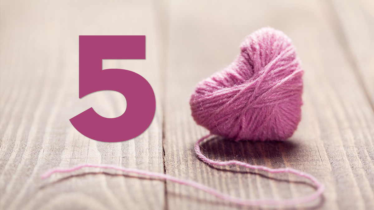 Number 5 with a yarn heart for 5 Things Nobody Told You About Marriage Infographic link