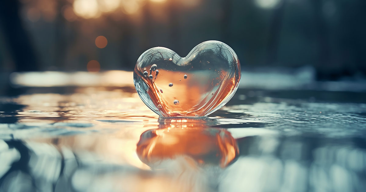Heart shaped water droplet to symbolize how to create a clean heart