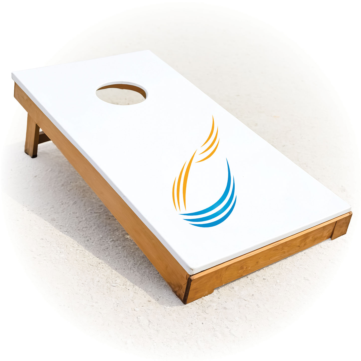 Cornhole game with St. Gabriel Radio Logo